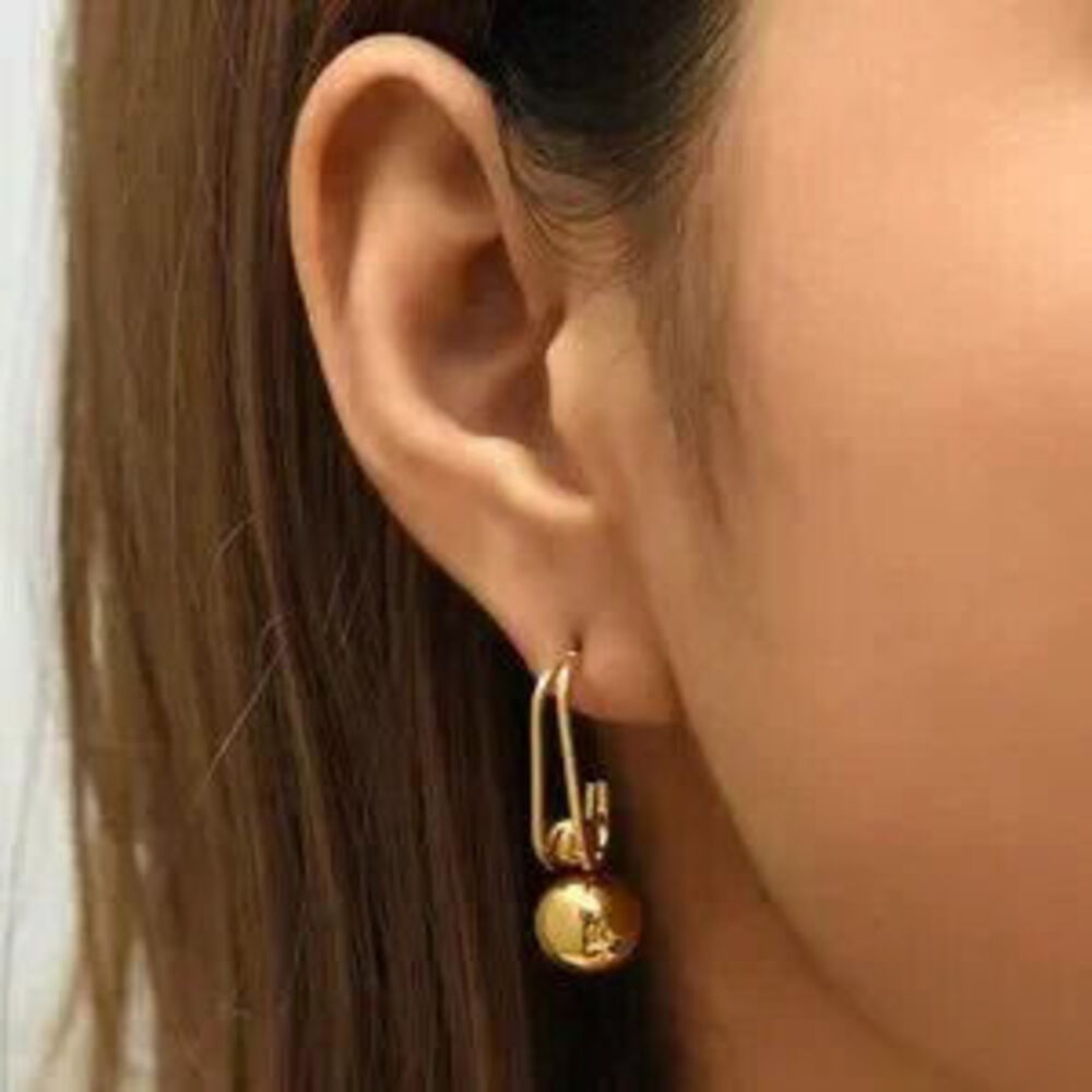 18K Gold-Filled Drop Ball Earrings Gift Minimalist - Picture 1 of 3